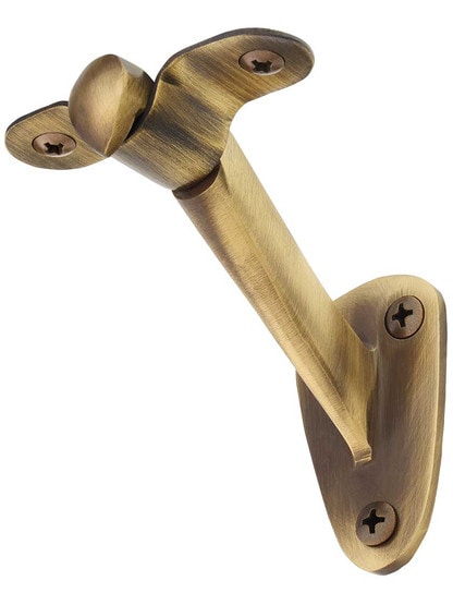 Solid Brass Stair Rail Bracket Antique Brass.